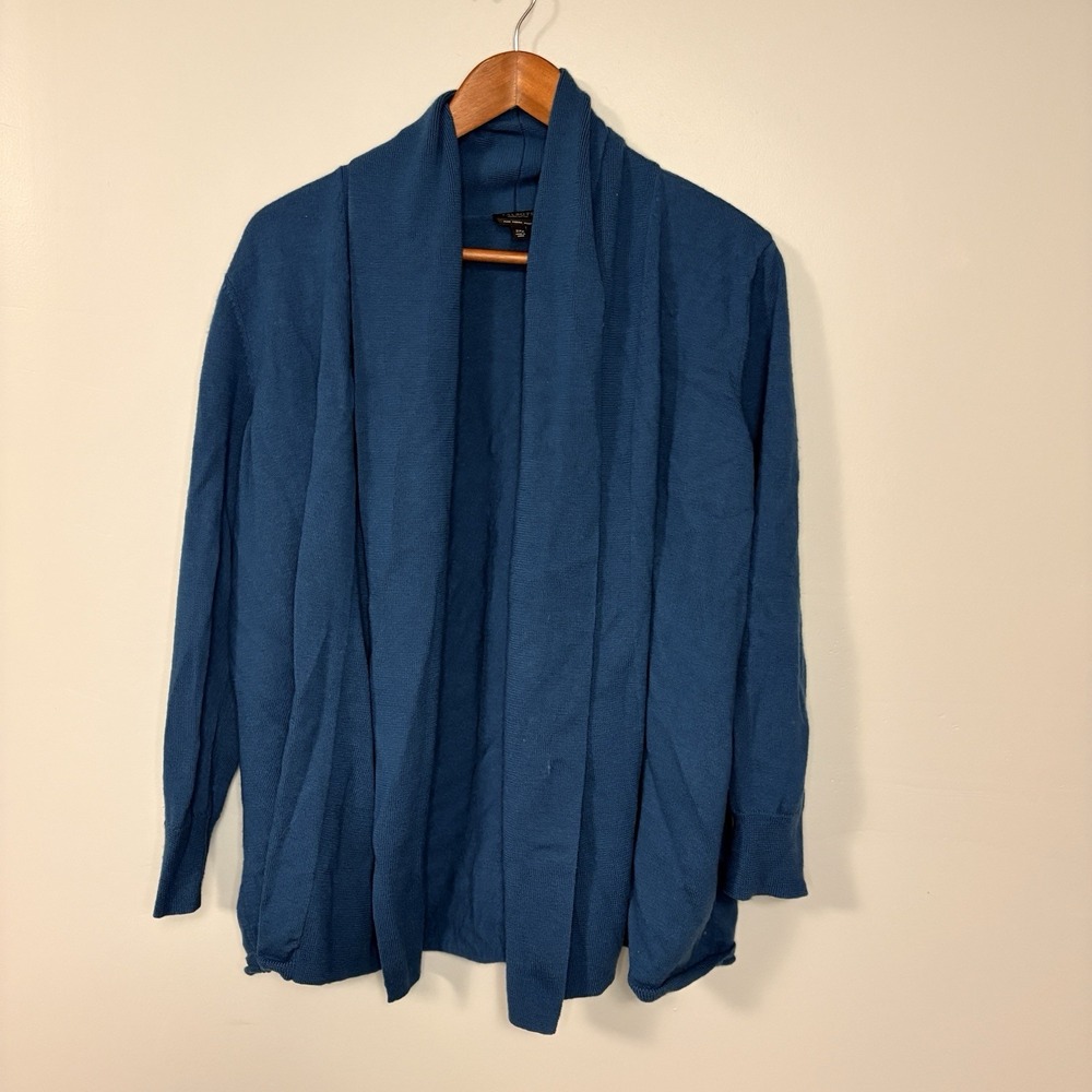 Talbots Teal Open Front Cardigan Sweater Womens 2Xp Merino Wool